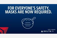 デルタ航空、すべてのお客様に旅行中フェースカバーの着用を要請し、安全への取り組みを強化
