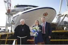 オーシャニアクルーズの新造船「ヴィスタ」が進水  イタリア･ジェノバのフィンカンティエリ造船所で