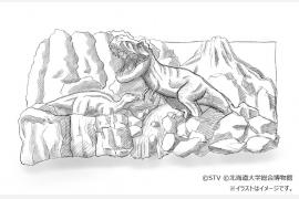 2023年さっぽろ雪まつり、大通4丁目STV広場に実寸大のティラノサウルスとカムイサウルスの大雪像