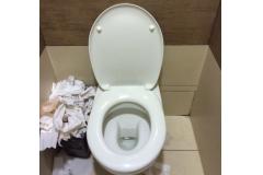 ショッピングセンター内のトイレは少々散らかっていました