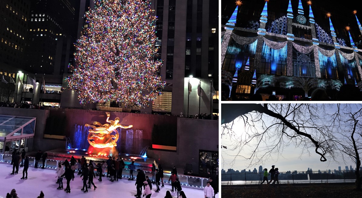 冬のニューヨークは寒くても美しい。ミュージカルの合間は街のライトアップや自然にも癒される。